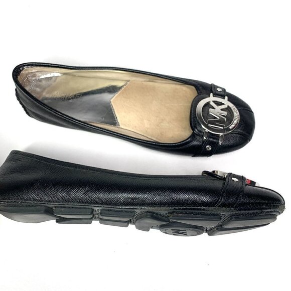 MICHAEL Michael Kors Black Leather Medallion Loafer Driving Moccasins Size 5M - Picture 1 of 9